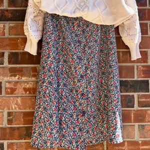 Cottagecore Floral Button Down Midi Skirt